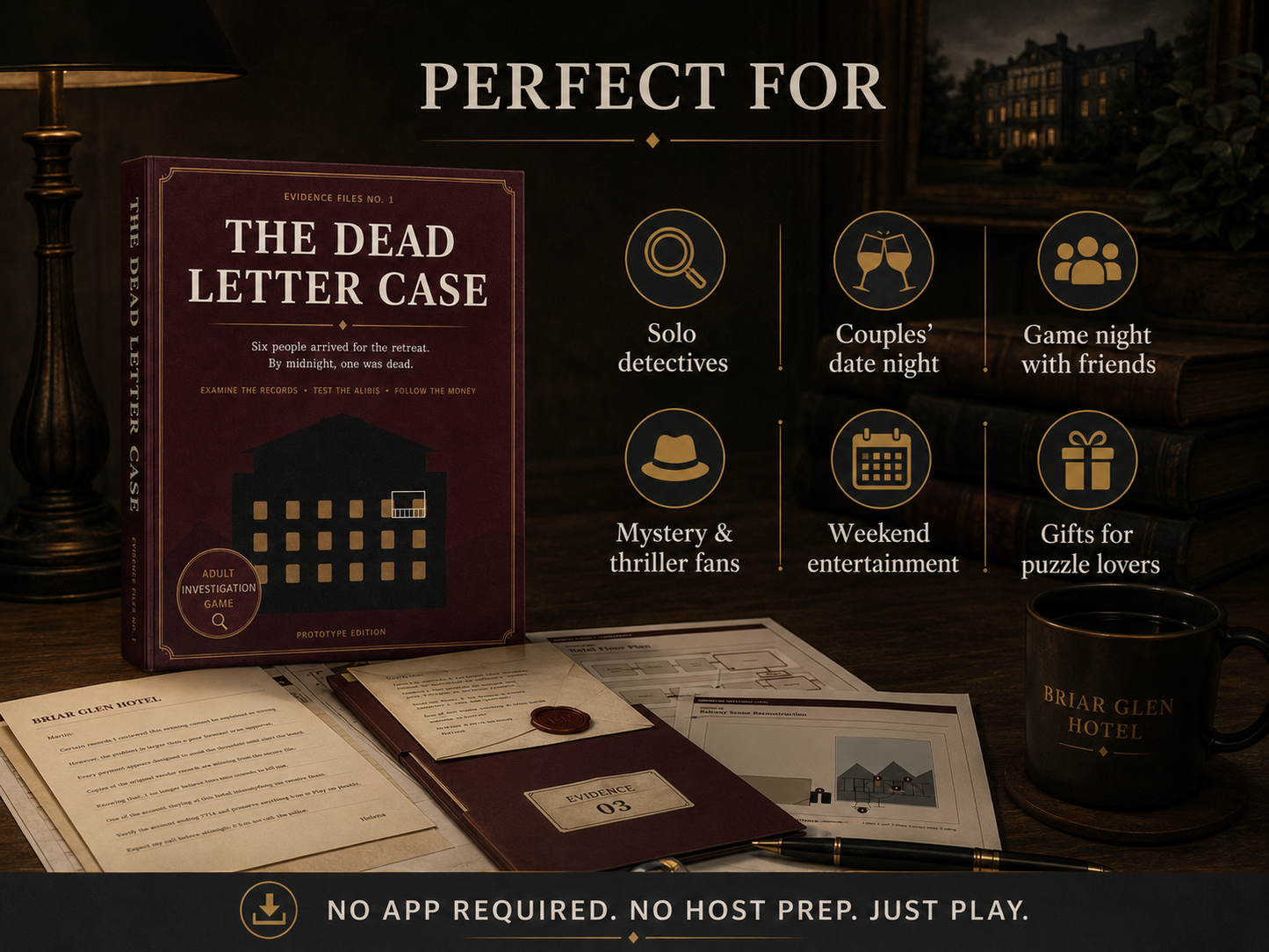 Printable Murder Mystery Game for Adults, Dead Letter Detective Case, Tablet Digital PDF