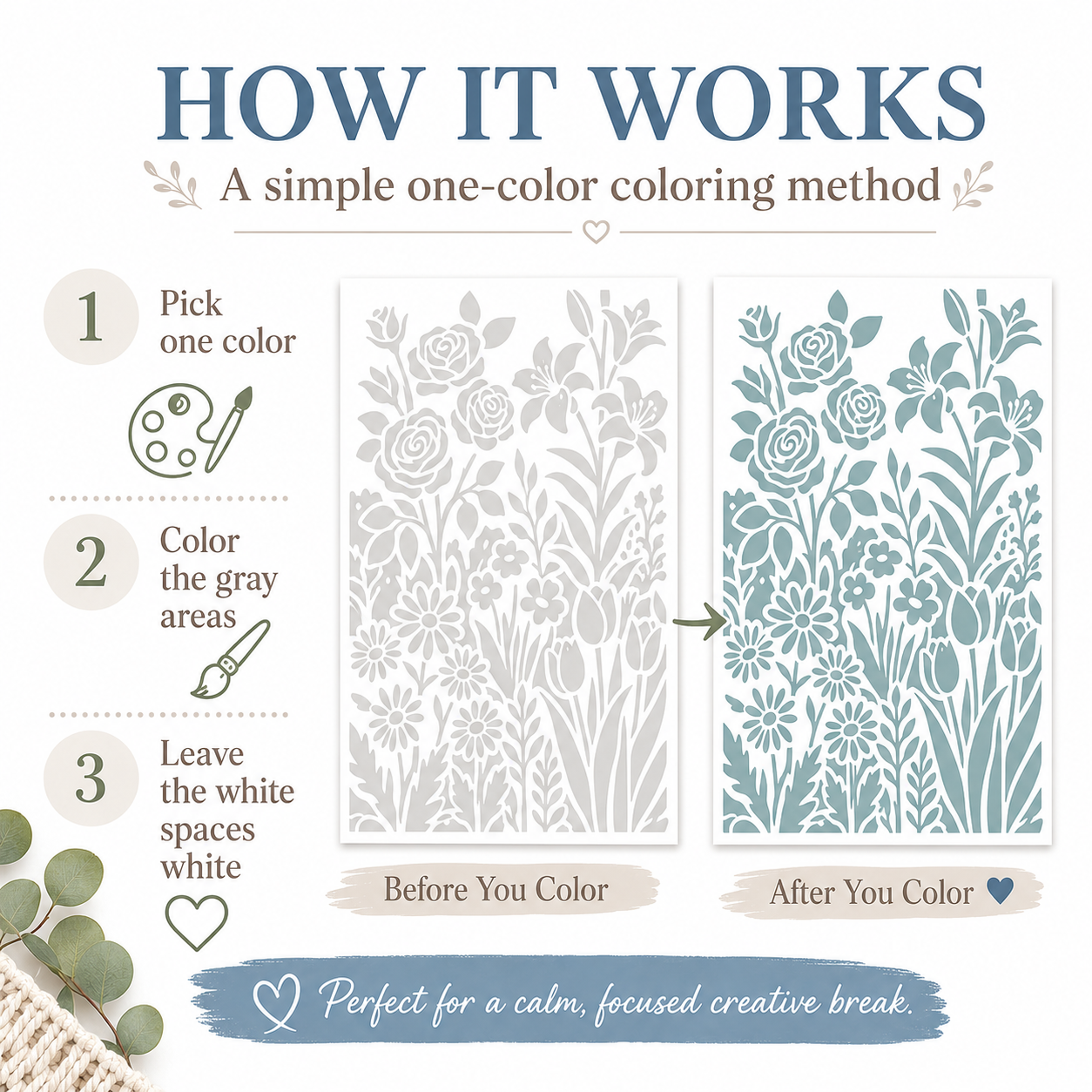 Color the Gray Printable Coloring Book, 40 Light Gray Designs to Color