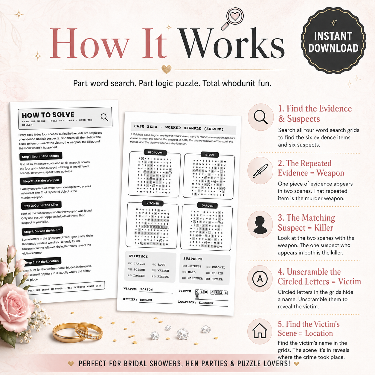 Mysteries of the Wedding Planners | 75 Detective Word Search Logic Puzzles PDF