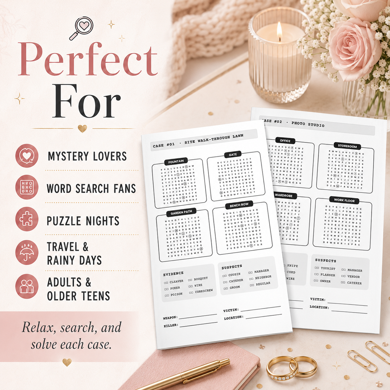 Mysteries of the Wedding Planners | 75 Detective Word Search Logic Puzzles PDF