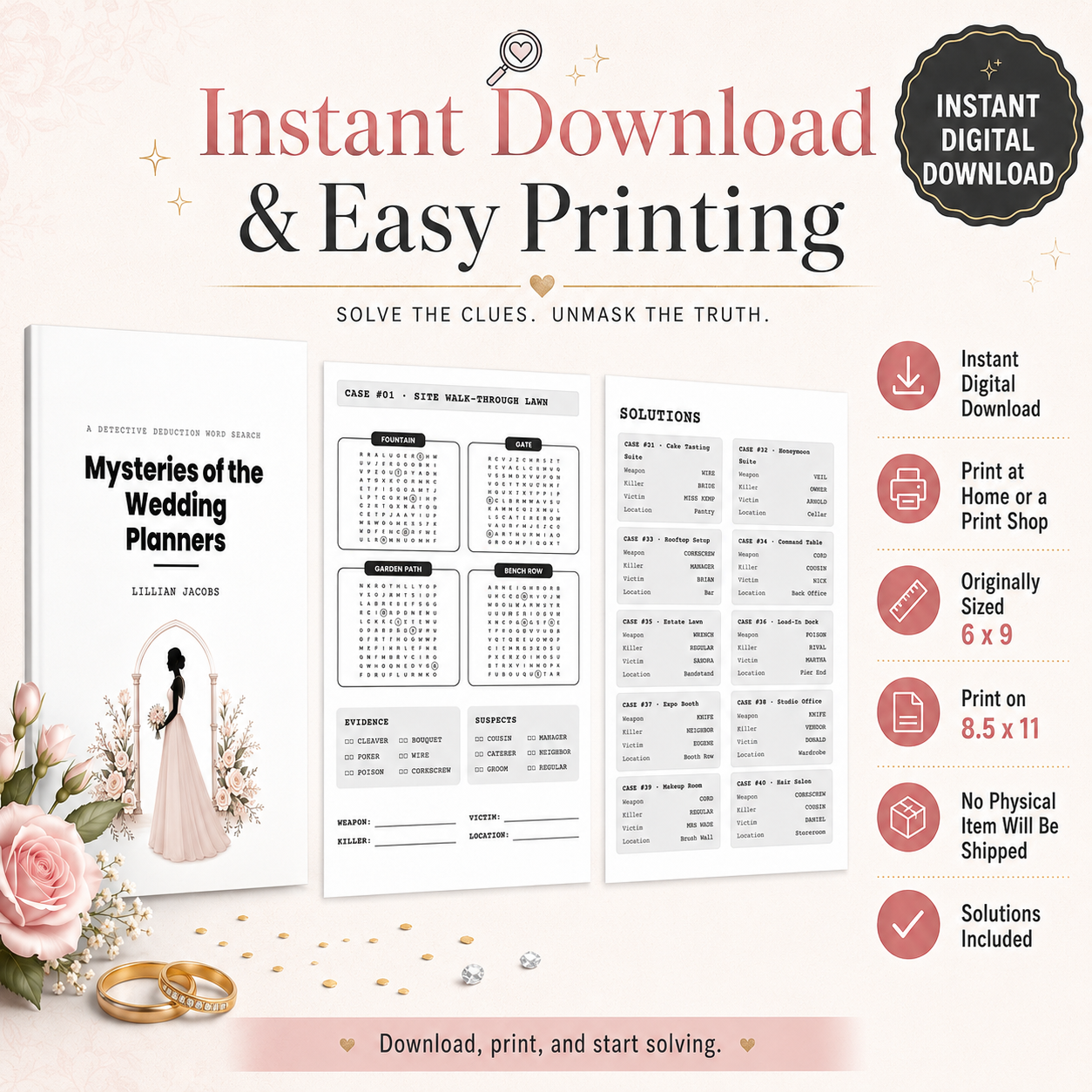 Mysteries of the Wedding Planners | 75 Detective Word Search Logic Puzzles PDF
