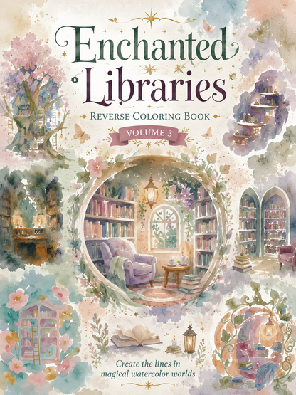 Enchanted Libraries Reverse Coloring Book Vol. 3