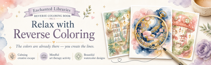 Enchanted Libraries Reverse Coloring Book Vol. 3