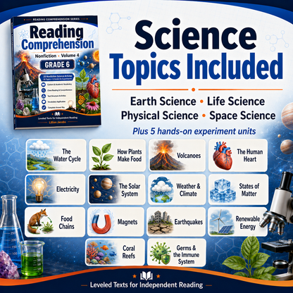 Reading Comprehension: Science Nonfiction – Grade 6, Volume 4