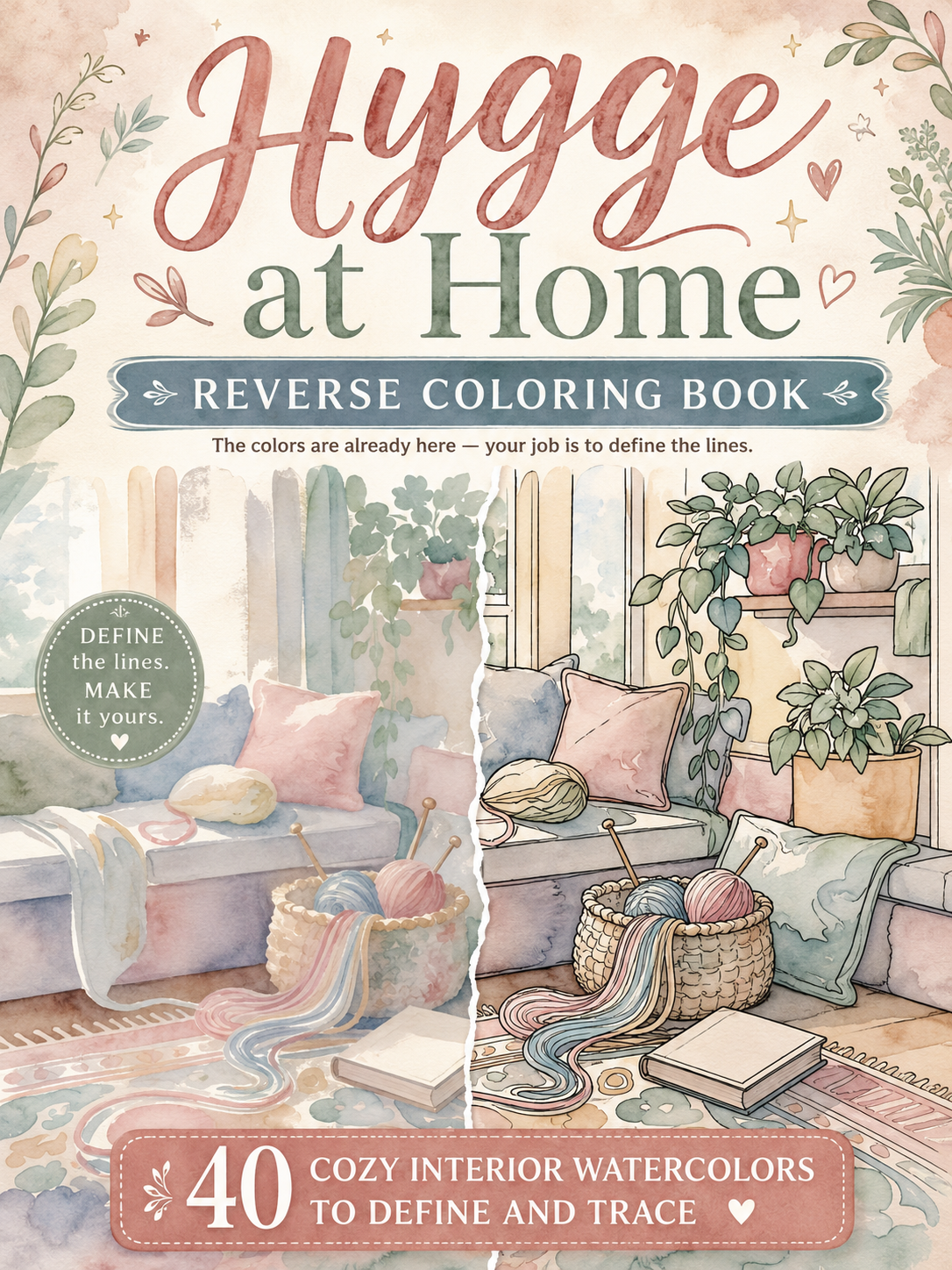 Hygge at Home Reverse Coloring Book, PDF Version