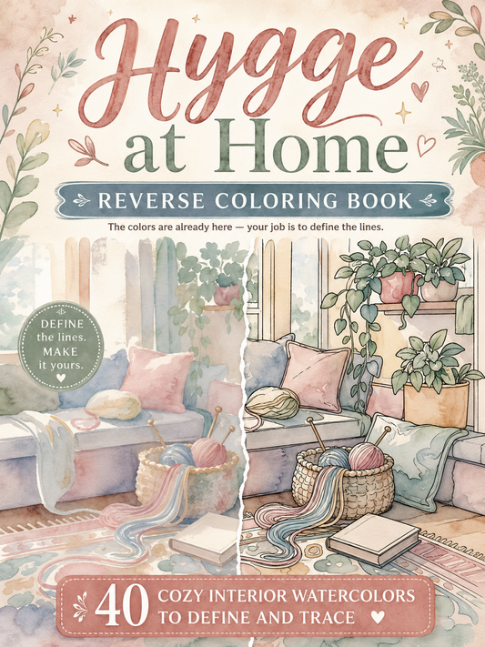 Hygge at Home Reverse Coloring Book, PDF Version