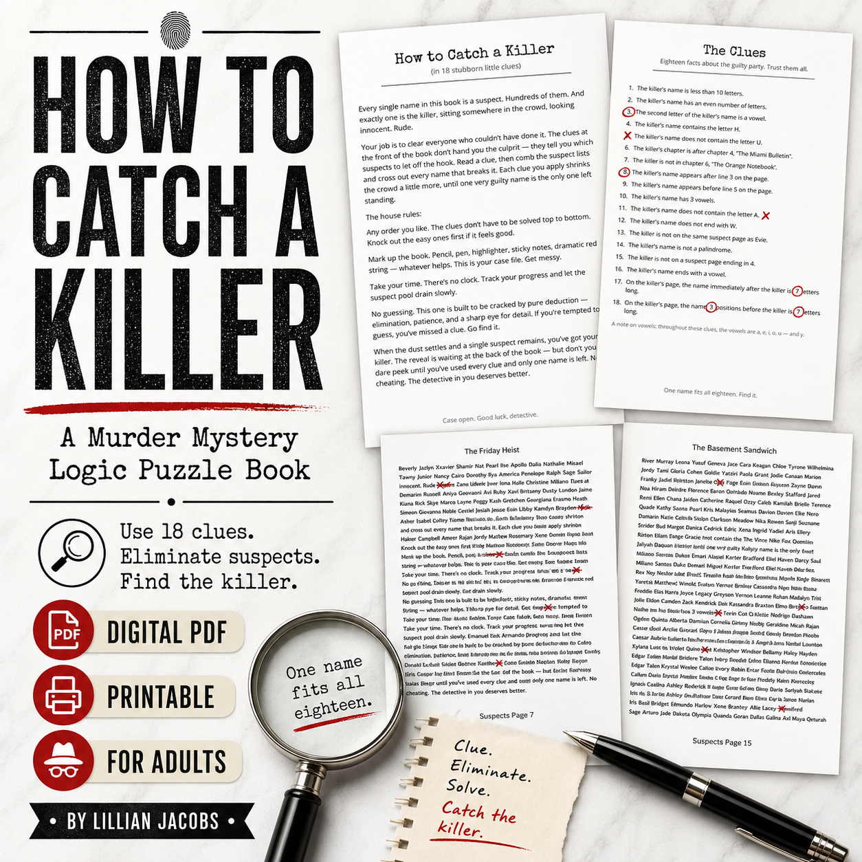 How to Catch a Killer: A Murder Mystery Logic Puzzle PDF for Adults