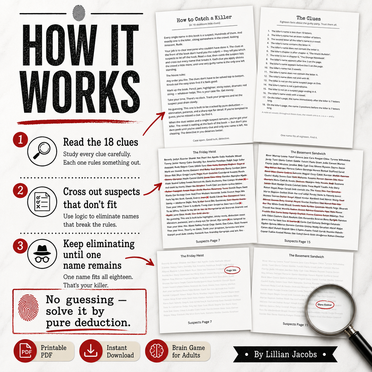 How to Catch a Killer: A Murder Mystery Logic Puzzle PDF for Adults