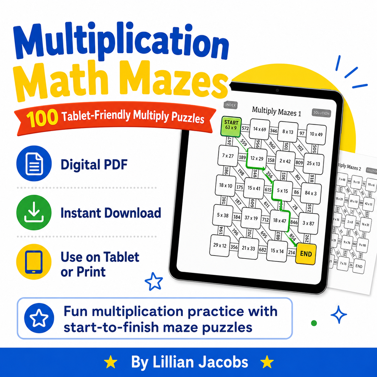 Multiplication Math Mazes Digital PDF