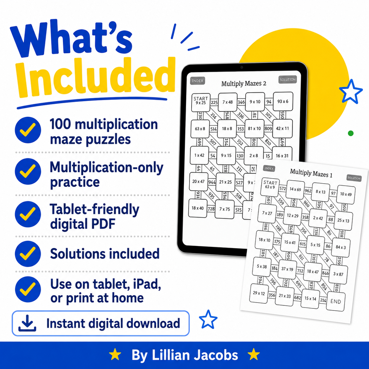 Multiplication Math Mazes Digital PDF