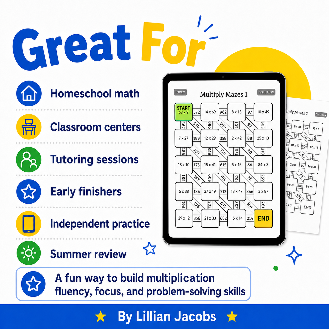 Multiplication Math Mazes Digital PDF