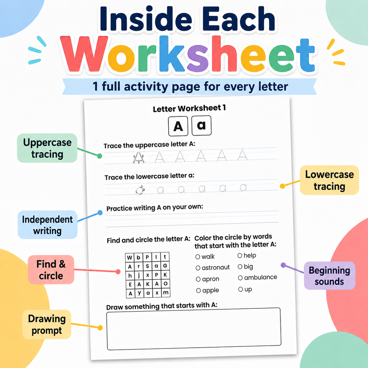 Alphabet Tracing PDF Worksheets A–Z Preschool Handwriting Practice