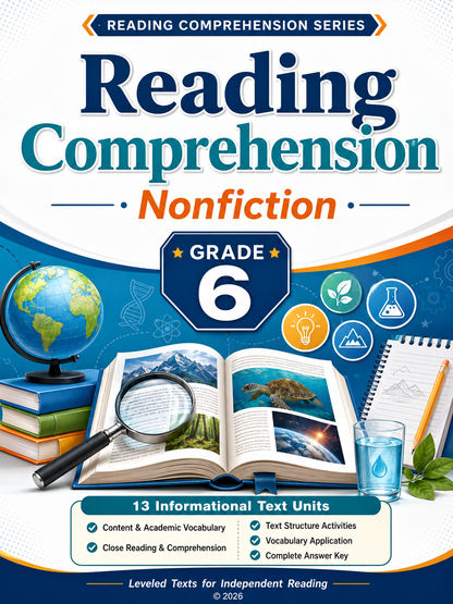 Reading Comprehension Worksheets, Nonfiction  6th Grade ELA Passages