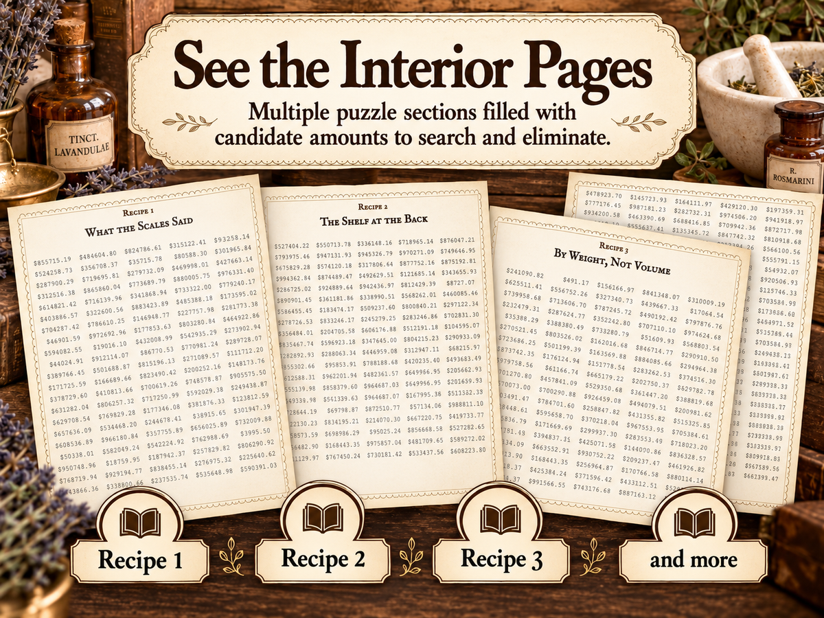 Apothecary Mystery Number Search Puzzle Book for Adults | Challenging Logic Puzzles and Detective Brain Teaser