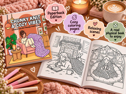 Cozy Girl Coloring Book for Adults & Teens – Chunky Knit & Cozy Vibes | Bold and Easy Paperback Coloring Book