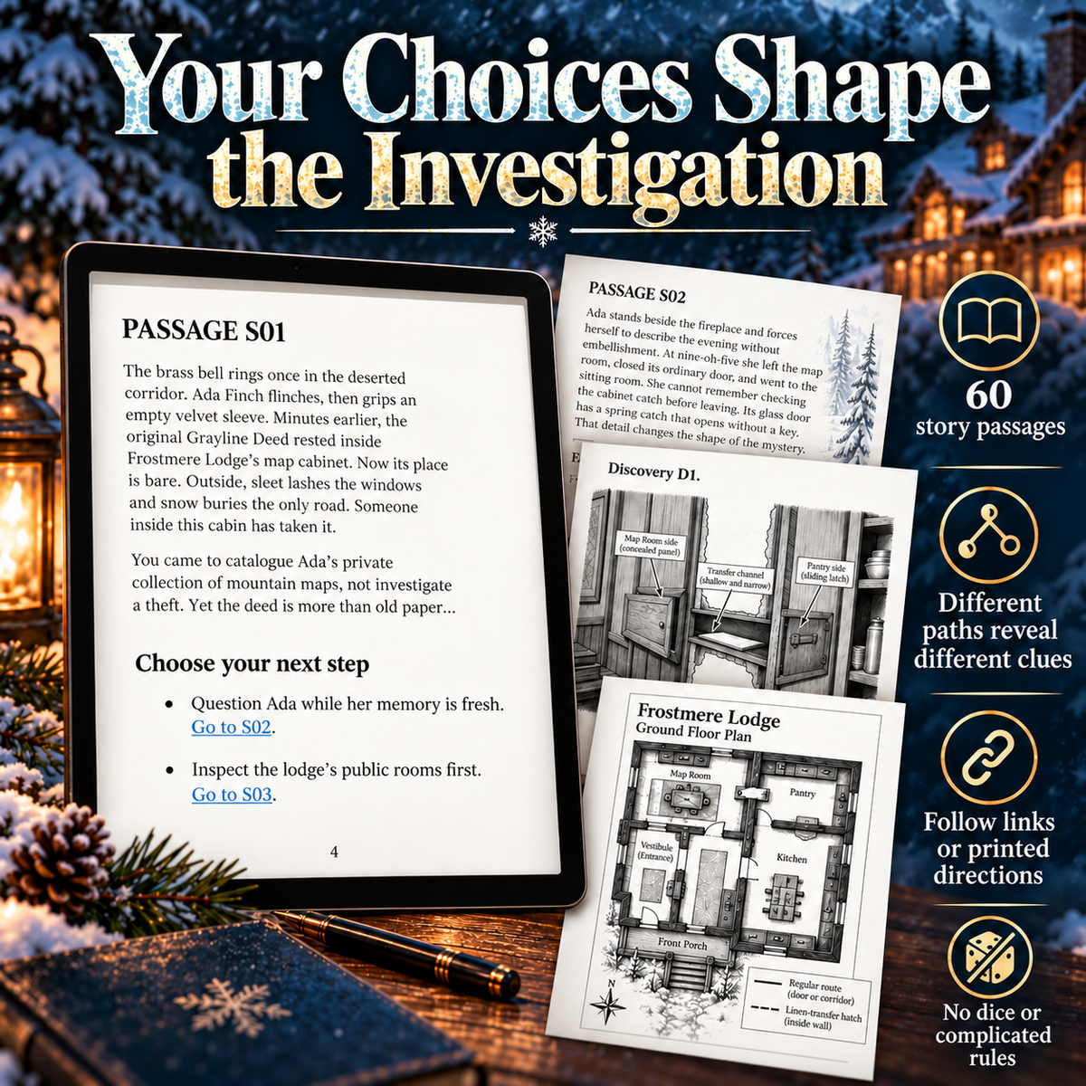 The Winter Hatch – Interactive Mystery Gamebook for Adults | Hyperlinked PDF & Printable Detective Adventure