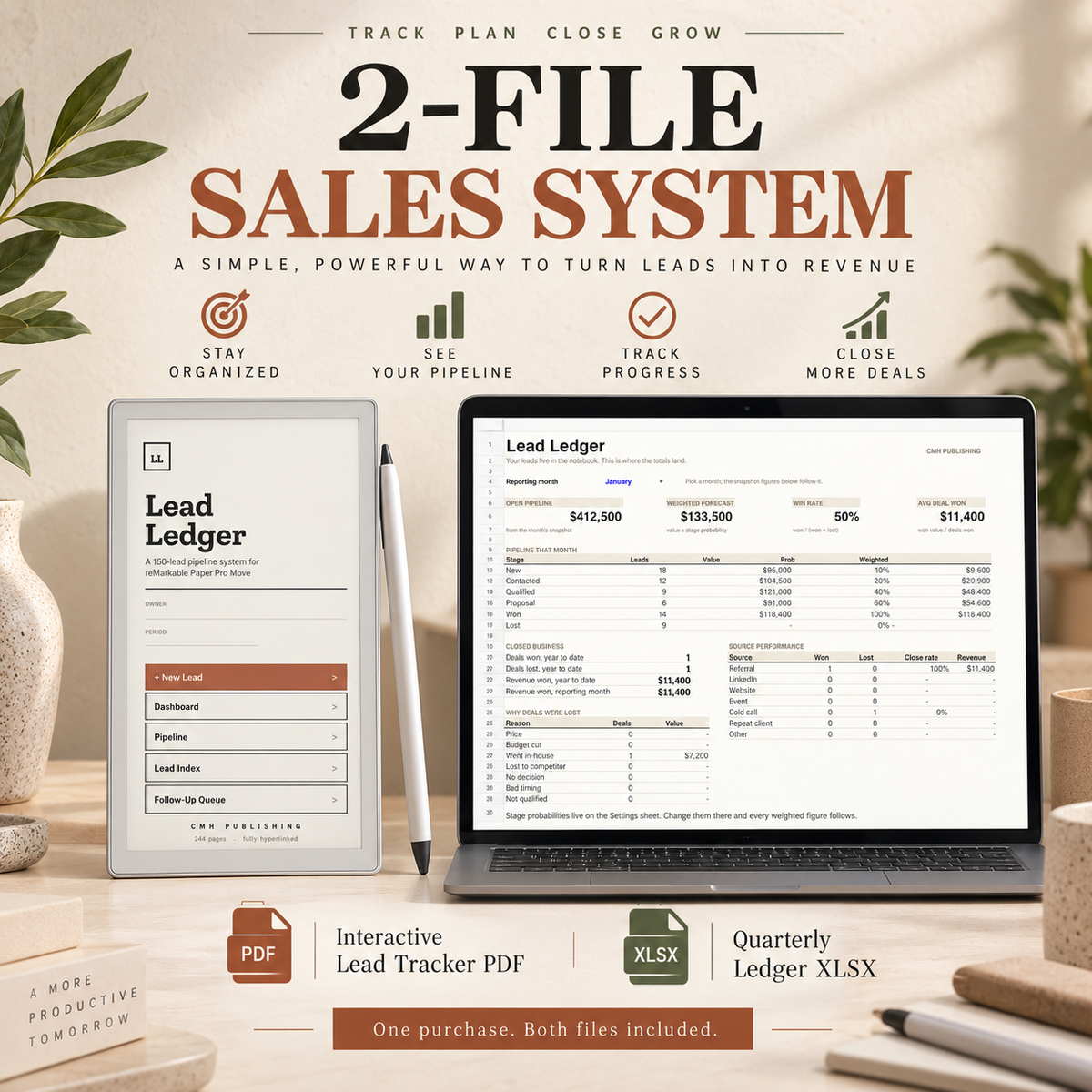 Lead Tracker for reMarkable Paper Pro Move | Lead Ledger CRM