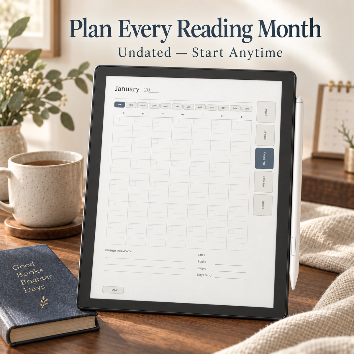 Tablet view of reading journal by CMH Publishing