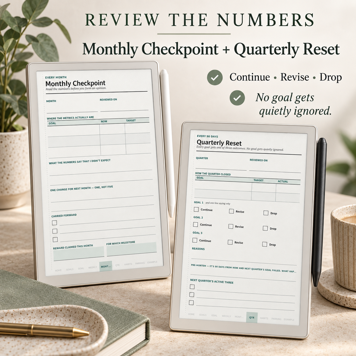 Goal Planner for reMarkable Paper Pro Move | Undated