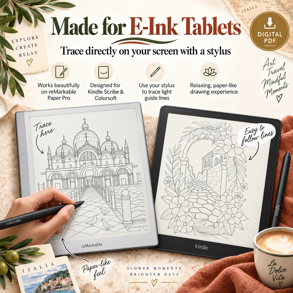 Italy Digital Tracing Book for reMarkable & Kindle Scribe