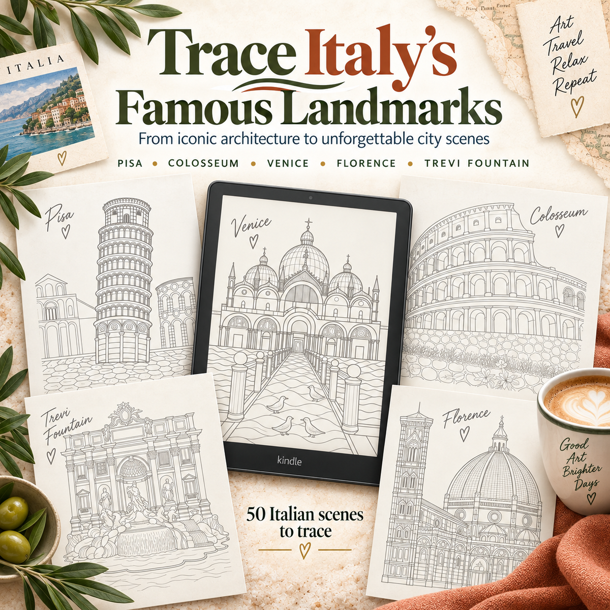 Italy Digital Tracing Book for reMarkable & Kindle Scribe