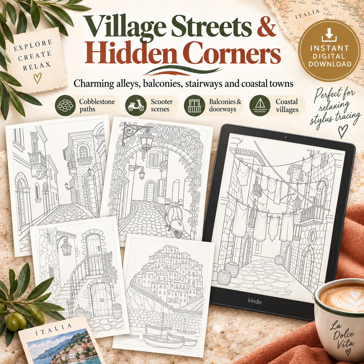 Italy Digital Tracing Book for reMarkable & Kindle Scribe