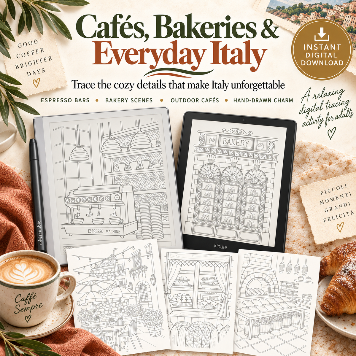 Italy Digital Tracing Book for reMarkable & Kindle Scribe