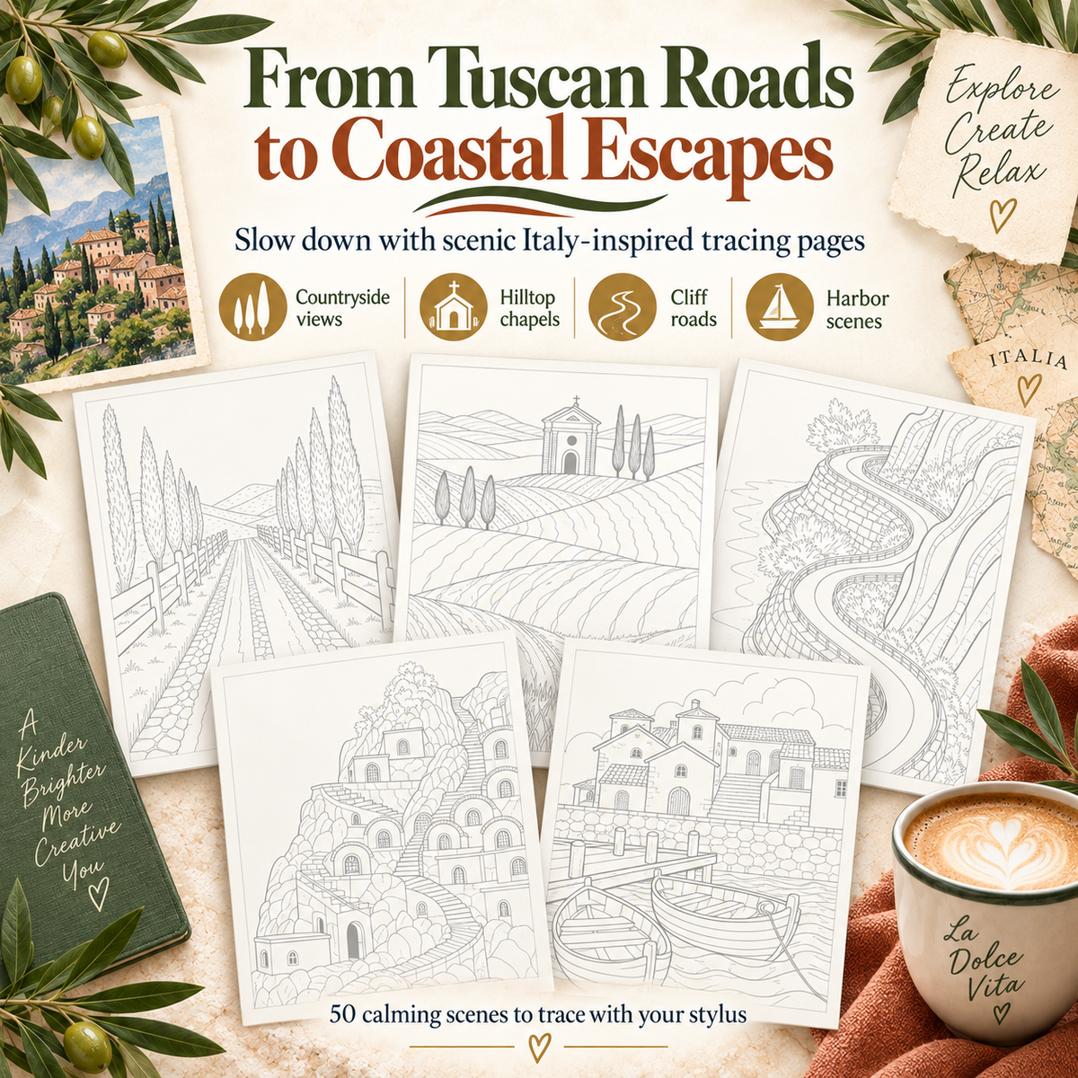Italy Digital Tracing Book for reMarkable & Kindle Scribe