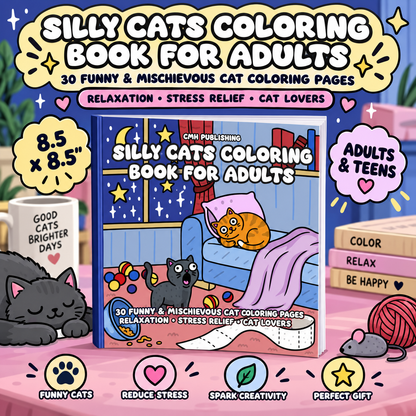Silly Cats Coloring Book for Adults