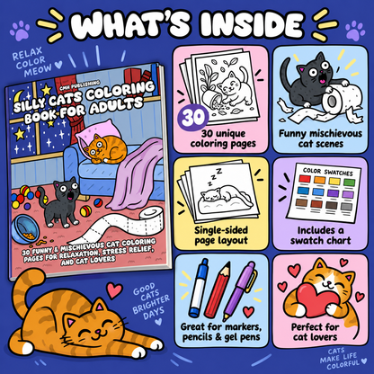 Silly Cats Coloring Book for Adults