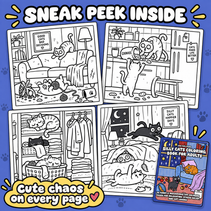 Silly Cats Coloring Book for Adults