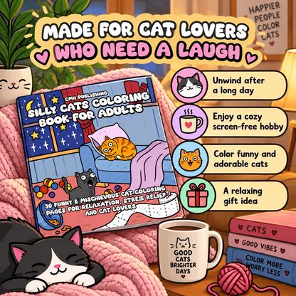 Silly Cats Coloring Book for Adults