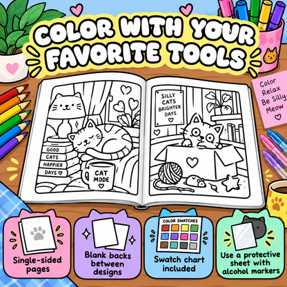 Silly Cats Coloring Book for Adults
