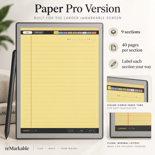 Digital Legal Pad for reMarkable Paper Pro & Paper Pro Move | Hyperlinked Color Notebook PDF