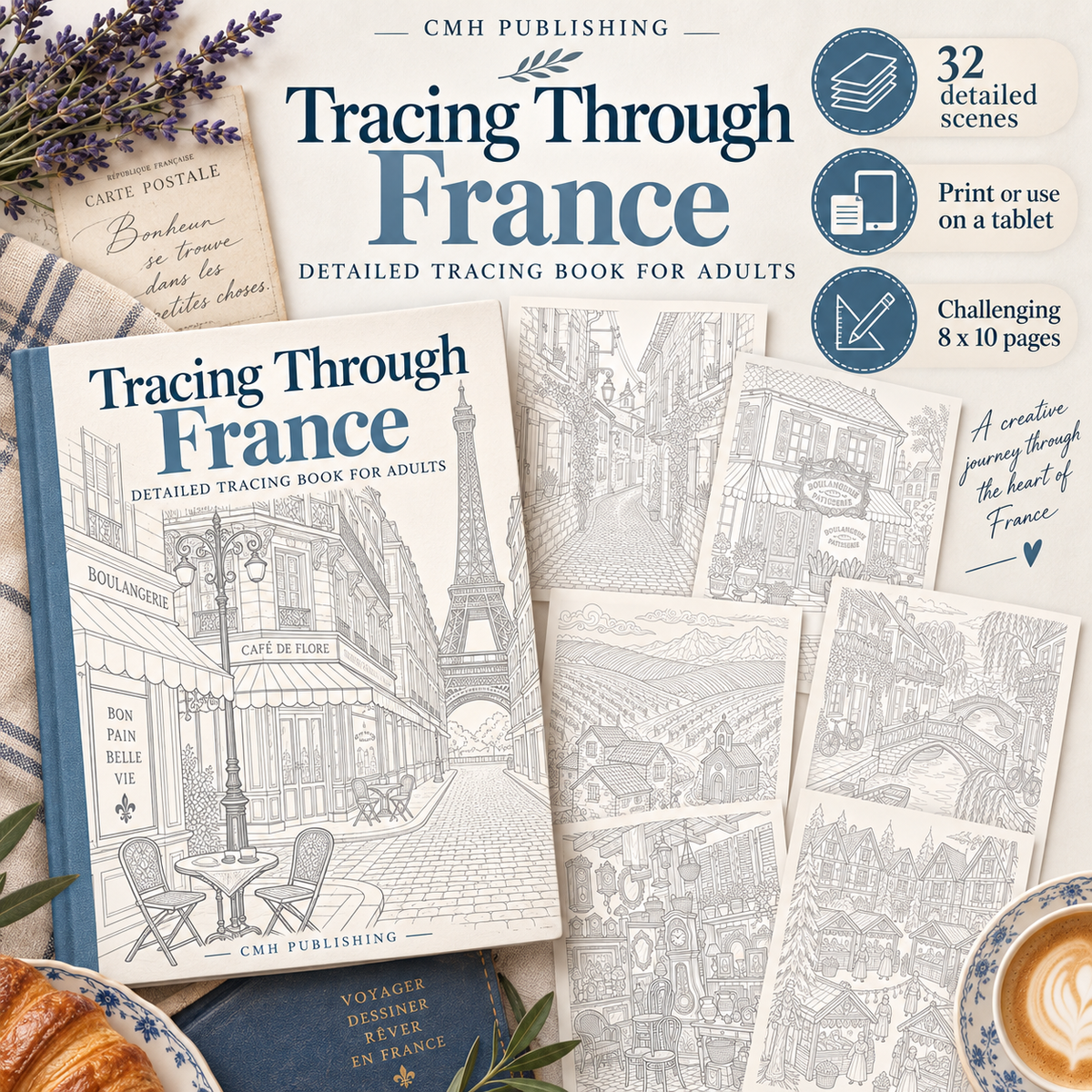 Tracing Through France: Detailed Tracing Book for Adults