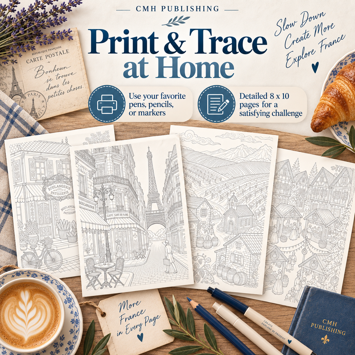 Tracing Through France: Detailed Tracing Book for Adults