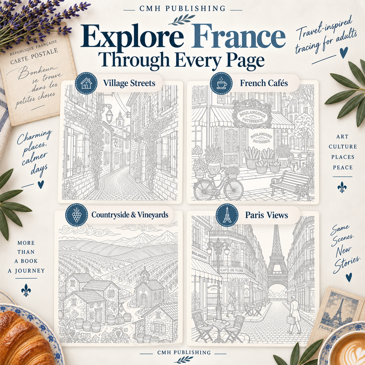 Tracing Through France: Detailed Tracing Book for Adults