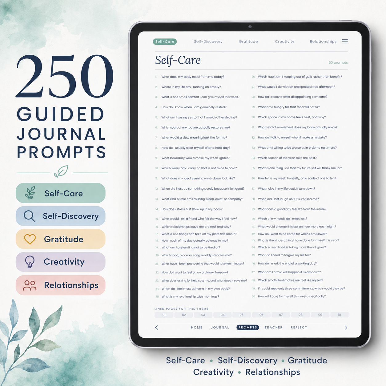 Digital Daily Journal for reMarkable Paper Pro – Undated Hyperlinked Journal with 366 Daily Pages and 250 Guided Prompts