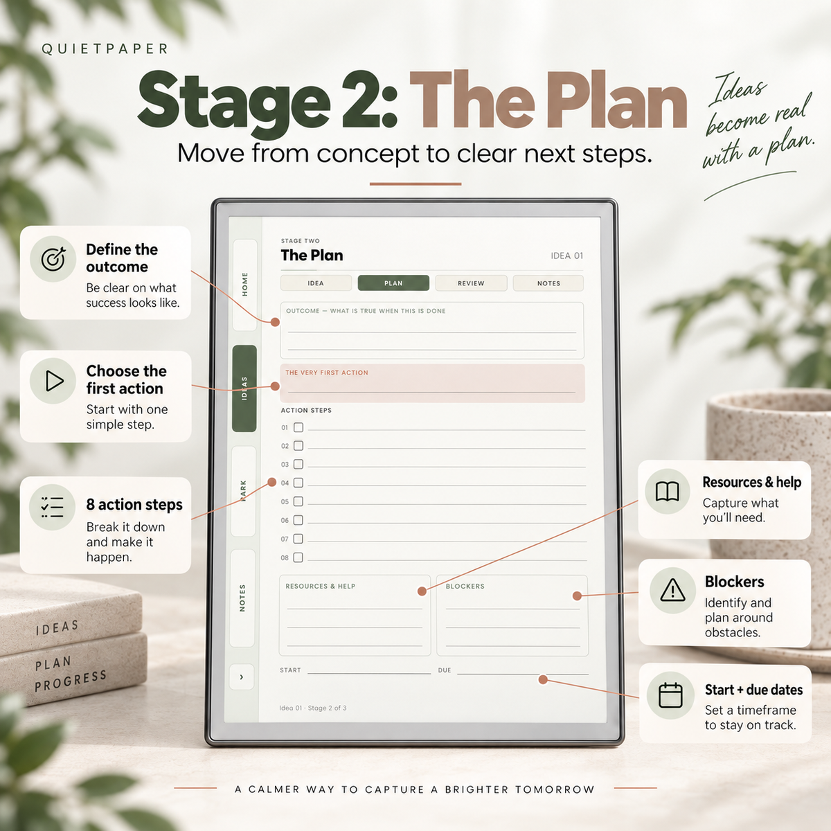 Idea Planner for reMarkable Paper Pro Hyperlinked Digital Idea Tracker PDF