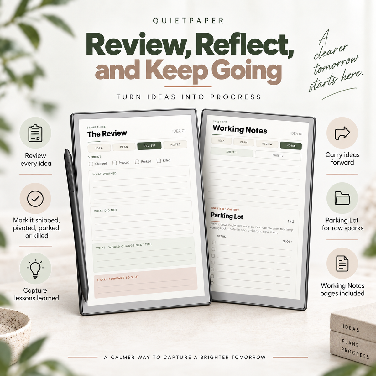 Idea Planner for reMarkable Paper Pro Hyperlinked Digital Idea Tracker PDF