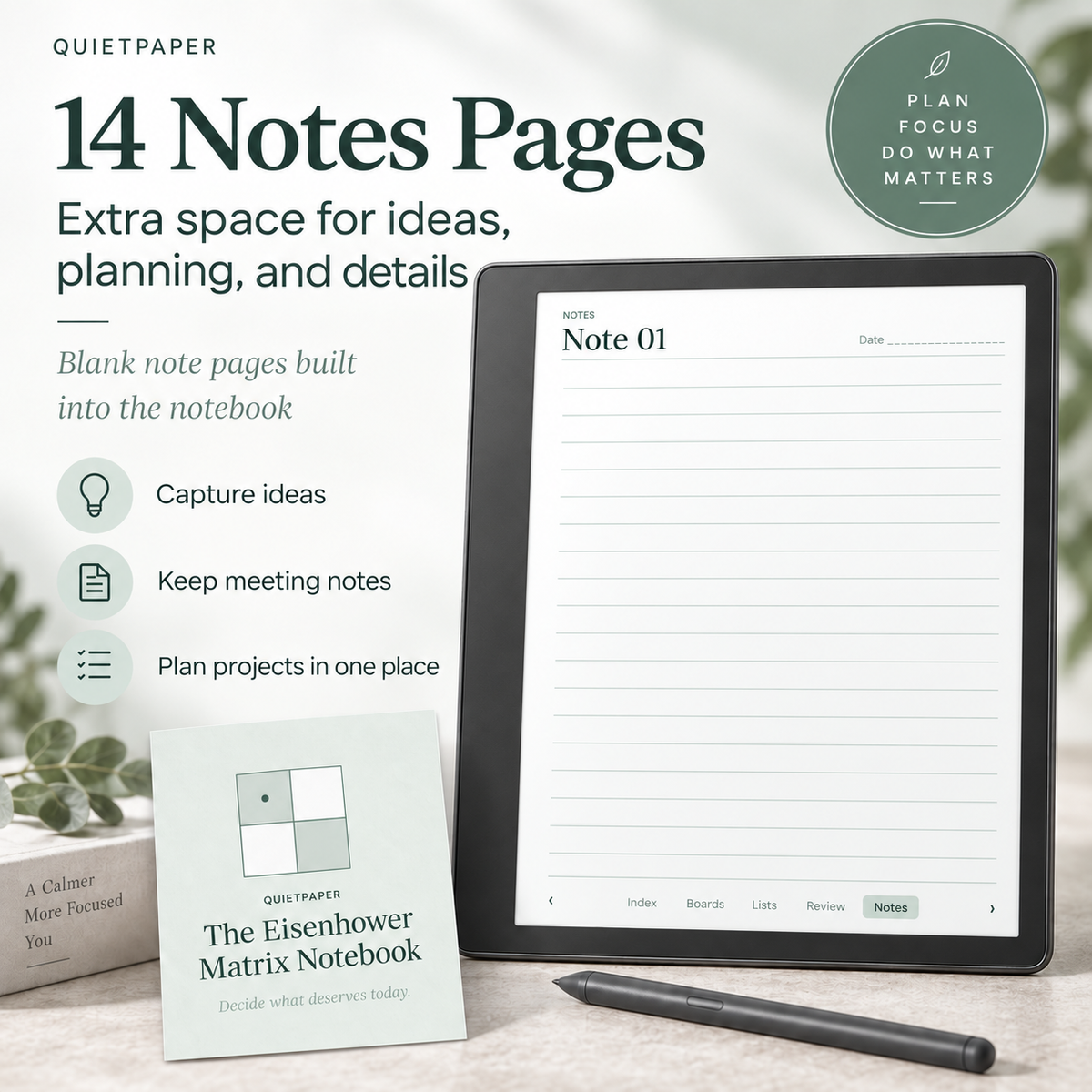 Eisenhower Matrix for Kindle Scribe | Hyperlinked Productivity & Priority Planner