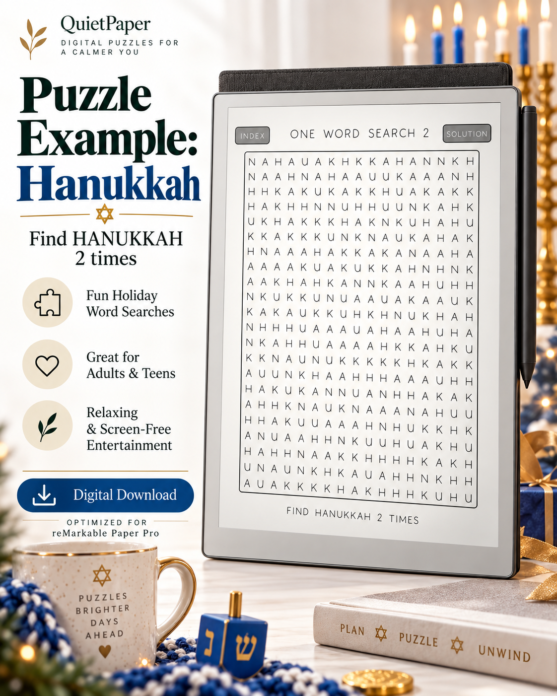 Holiday One Word Word Search reMarkable Paper Pro Puzzle Book