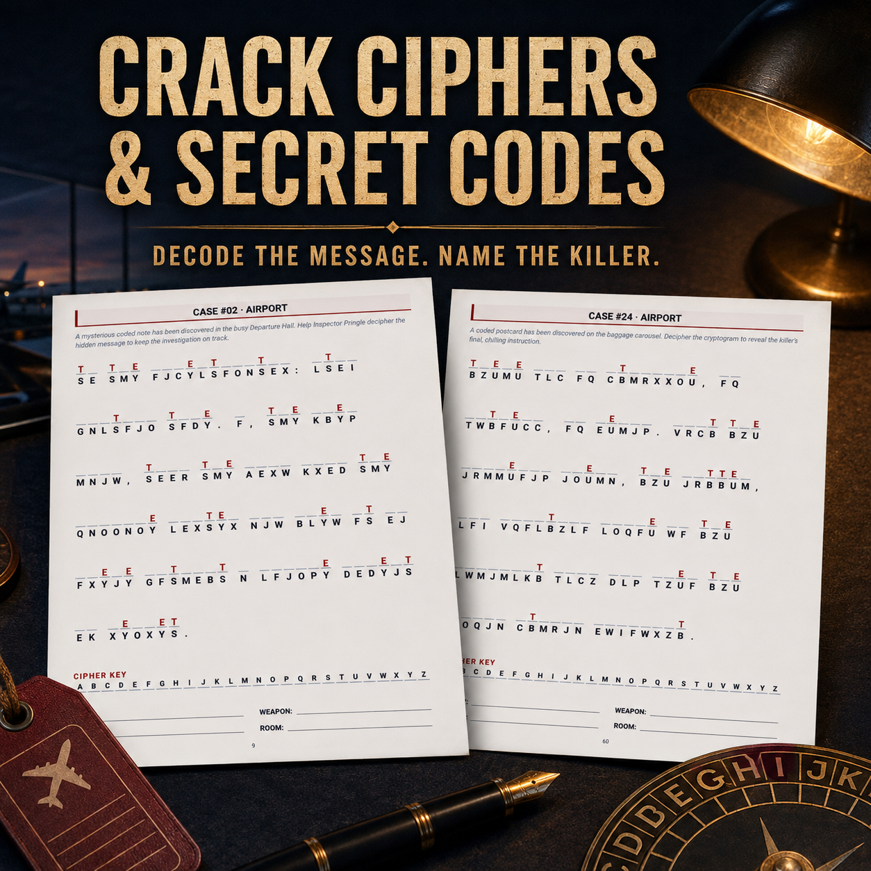 Airport Murder Mystery Puzzle Book for Adults: 30 Hard Printable Detective Cases