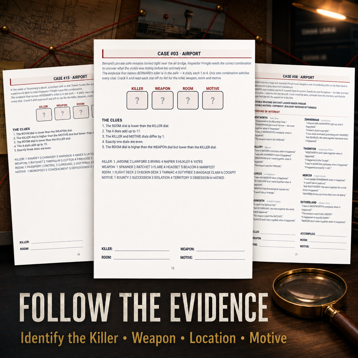 Airport Murder Mystery Puzzle Book for Adults: 30 Hard Printable Detective Cases