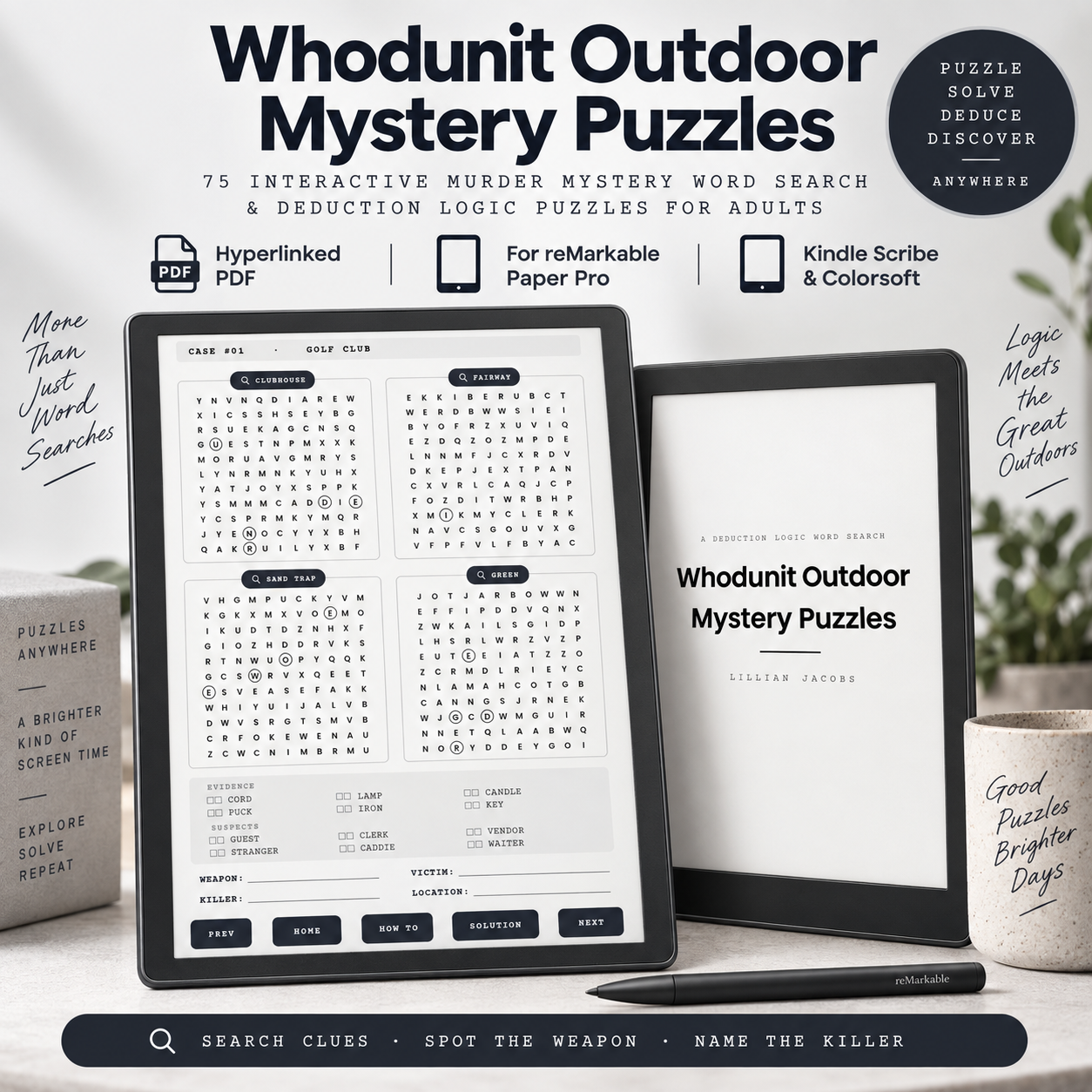 Whodunit Outdoor Mystery Puzzles for reMarkable & Kindle Scribe