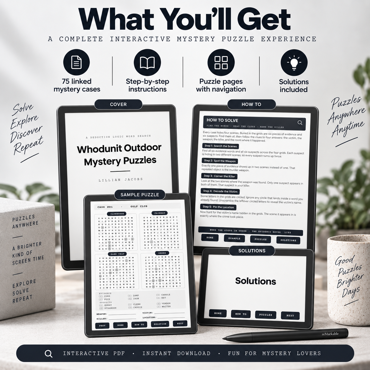 Whodunit Outdoor Mystery Puzzles for reMarkable & Kindle Scribe