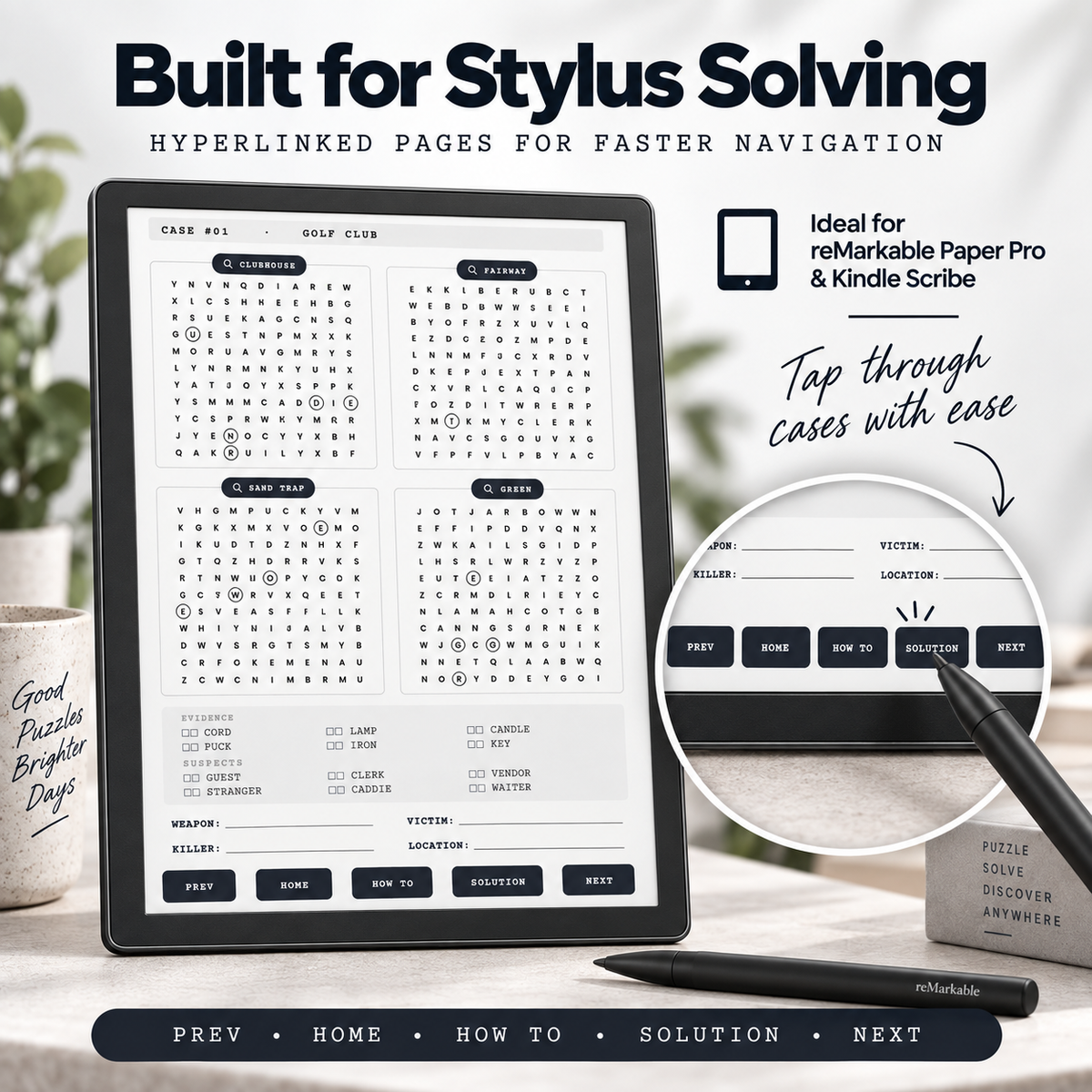 Whodunit Outdoor Mystery Puzzles for reMarkable & Kindle Scribe