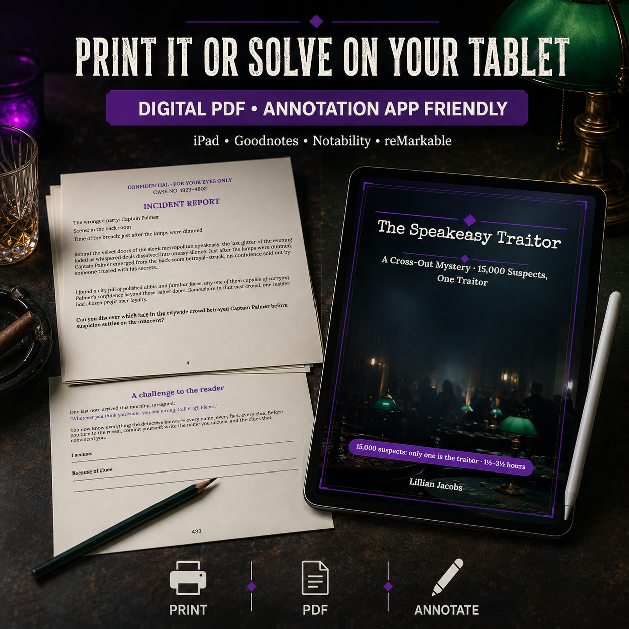 The Speakeasy Traitor - One Name Digital PDF Puzzle Book