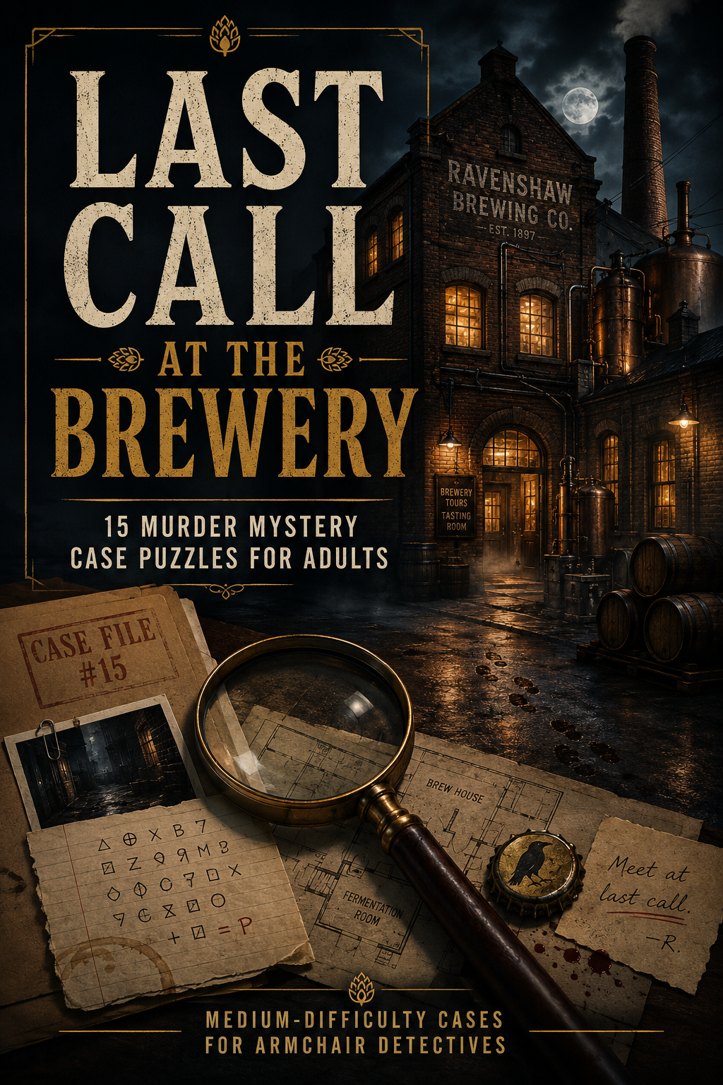 Last Call at the Brewery: 15 Murder Mystery Case Puzzles Digital PDF