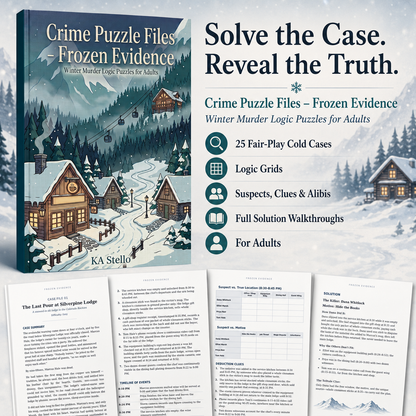 Crime Puzzle Files - Frozen Evidence: Winter Murder Logic Puzzles for Adults
